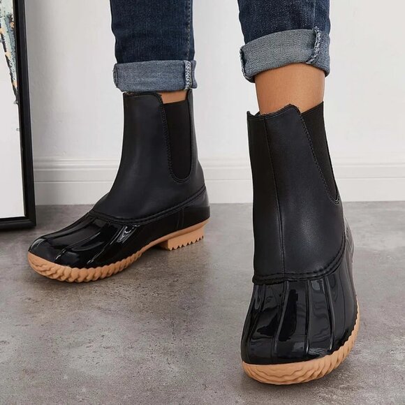 Shoes - Duck Boots Slip On Glossy Black Matte Black